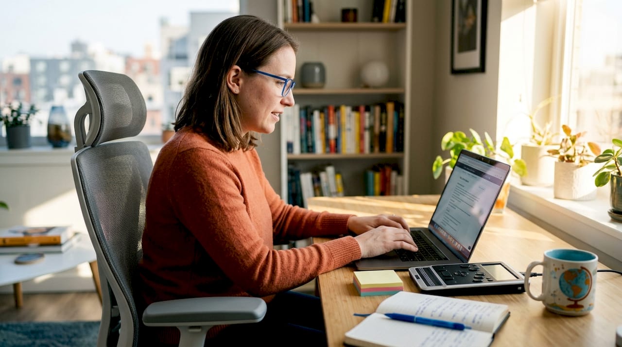 Woman conducting software keyboard accessibility test
