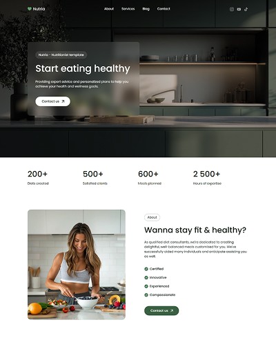 Nutria Framer Website Template Homepage 