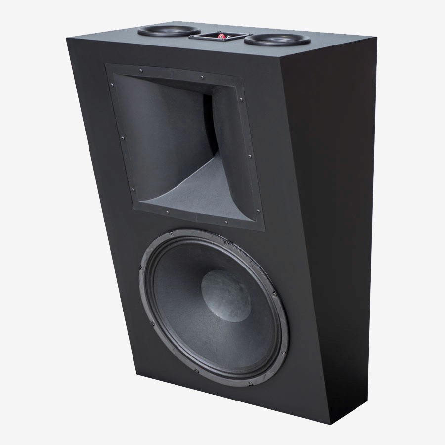 Black high-fidelity horn speaker with woofer