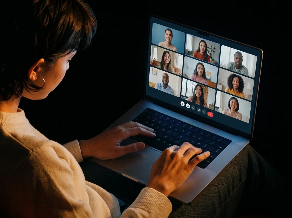 Joining a grid video call on a MacBook