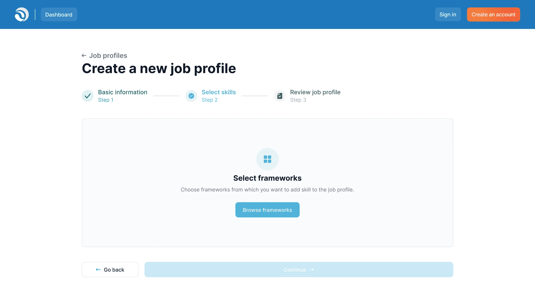 Skilldata create a new job profile 2