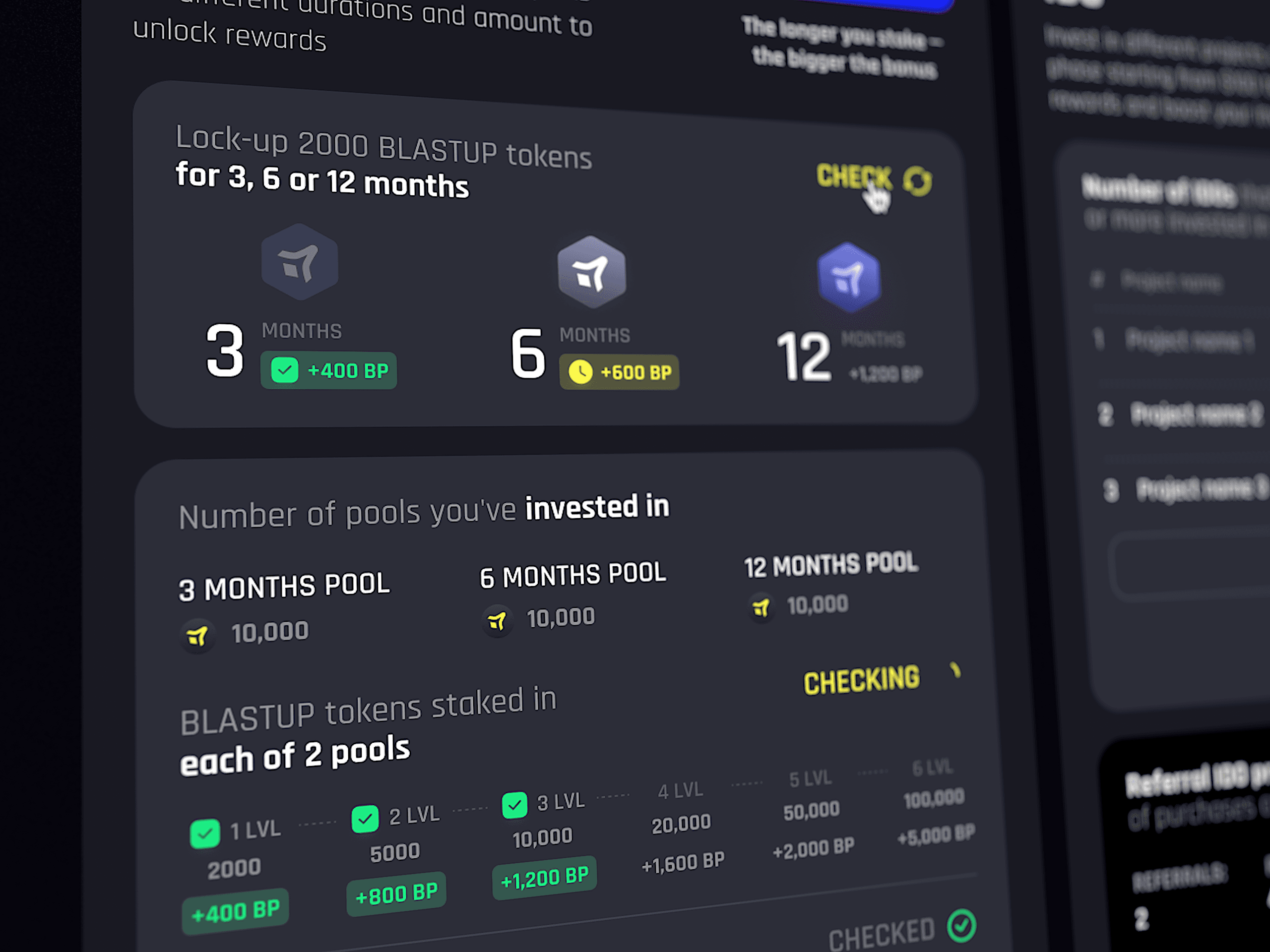 BlastUP staking and pool surfaces