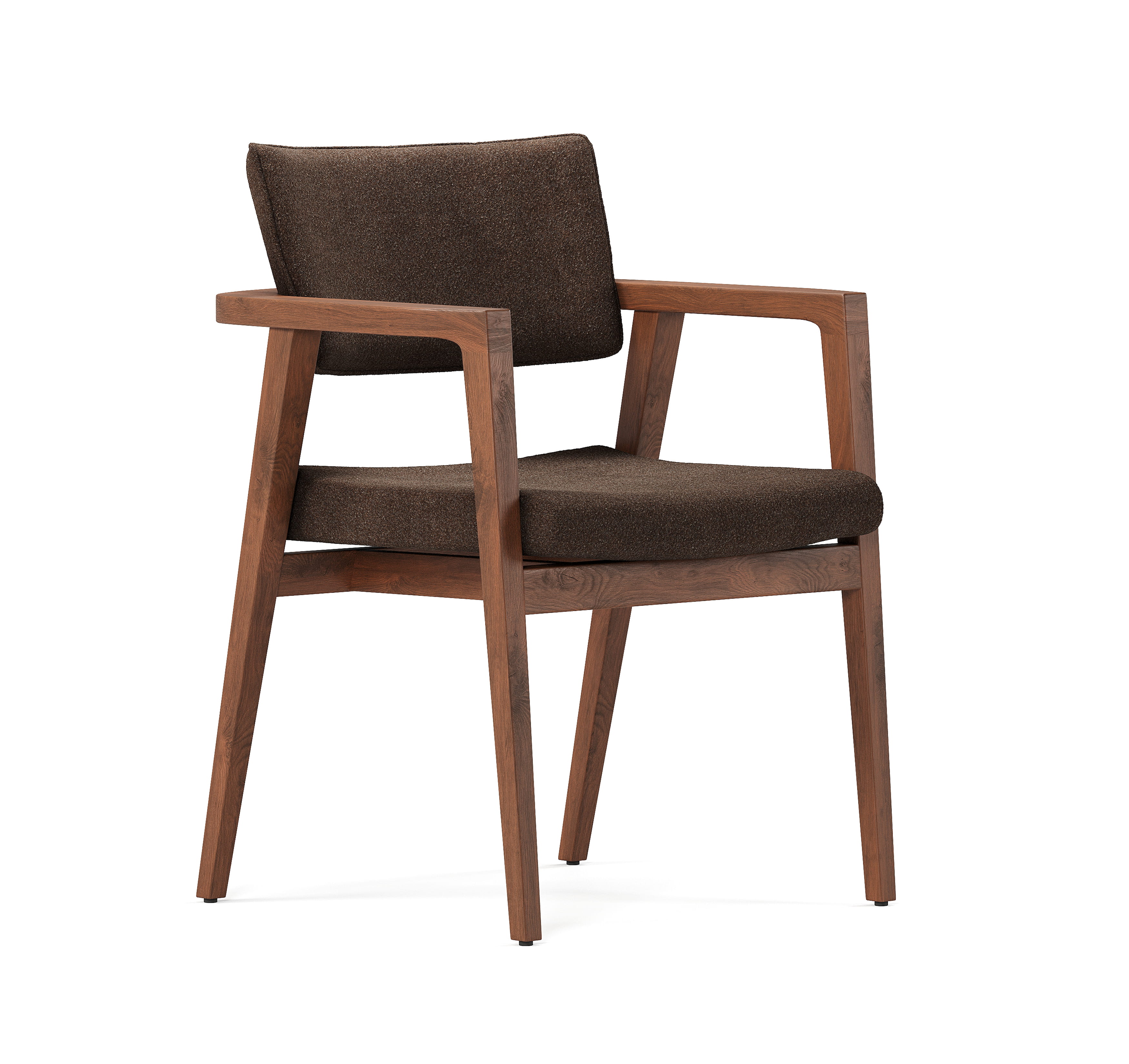 Wooden armchair with upholstered seat and backrest in modern design