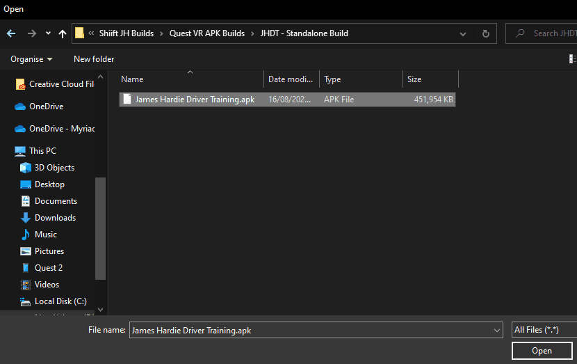 Open file window in dark theme