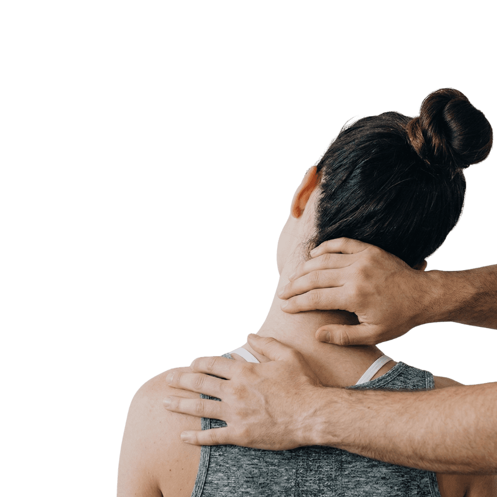 Patient getting osteopathic treatment on her neck