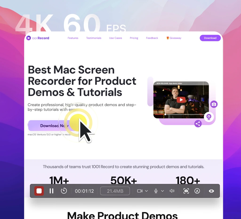 1001 record makes your demo videos more interactive and professional