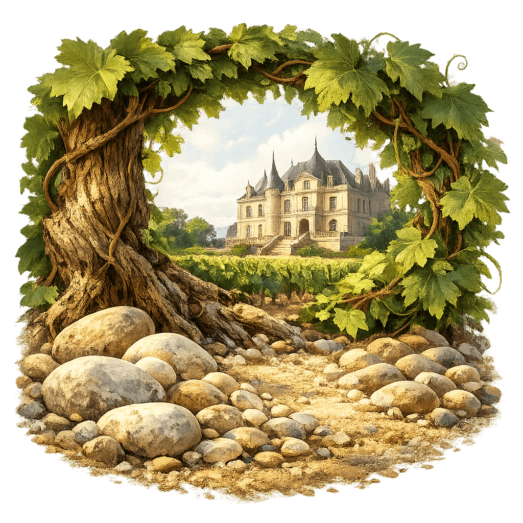 Detailed graphic of the Haut-Médoc wine region.