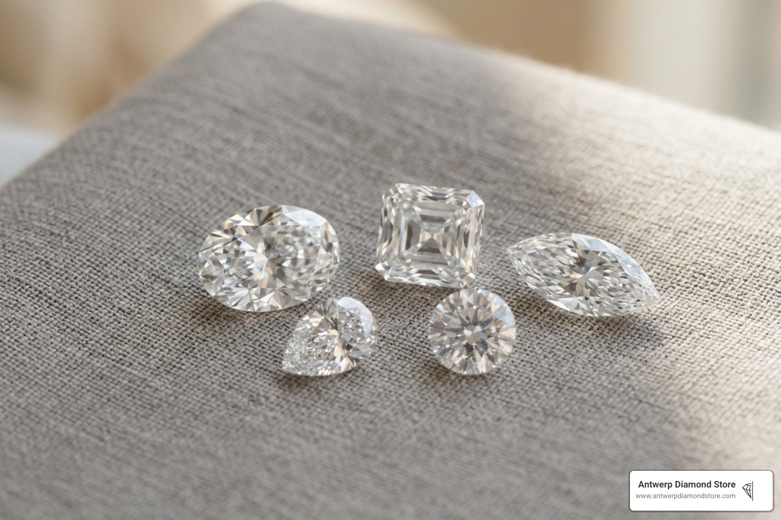 Fancy diamond shapes including oval, radiant, and marquise cuts