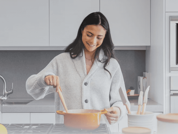 Woman cooking in a modern kitchen
