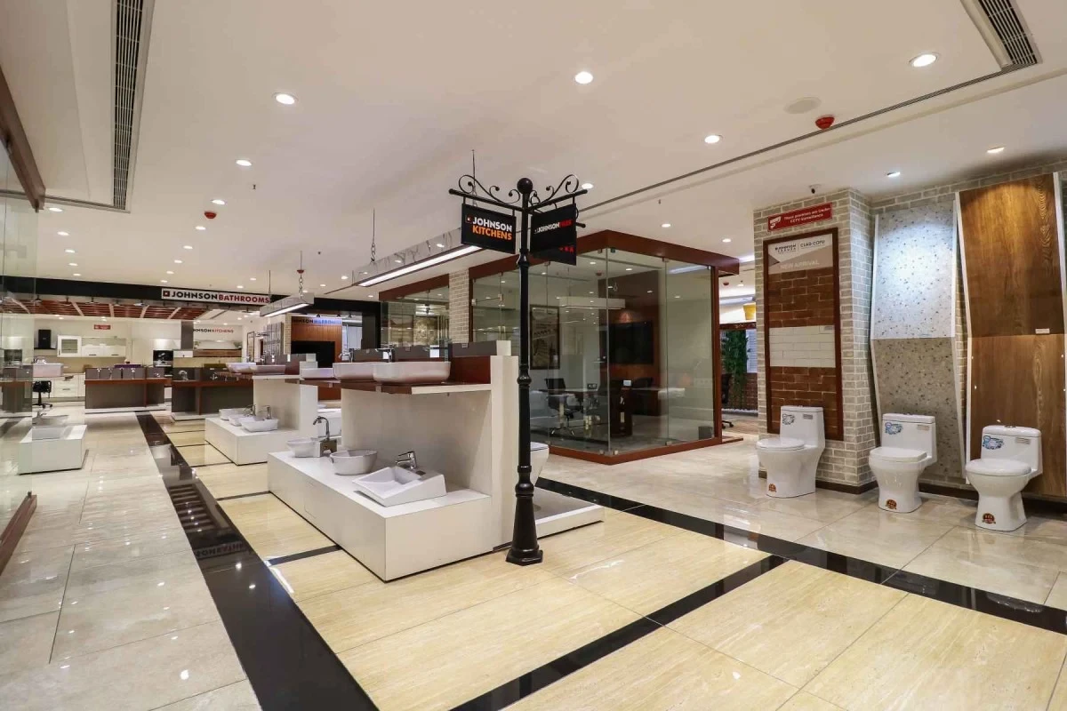 Bathroom and sanitaryware display area at Udaipur Tiles showroom