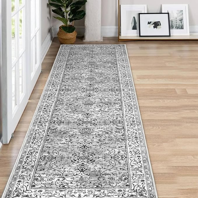 Gray and white runner rug – A beautifully designed piece, perfect for adding elegance to any space.