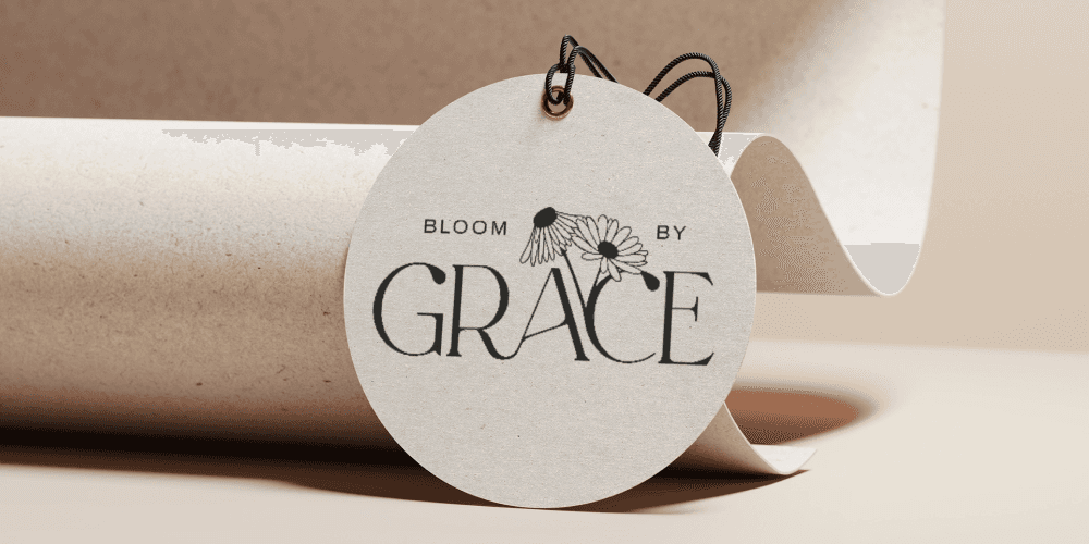 The logo on a paper tag.