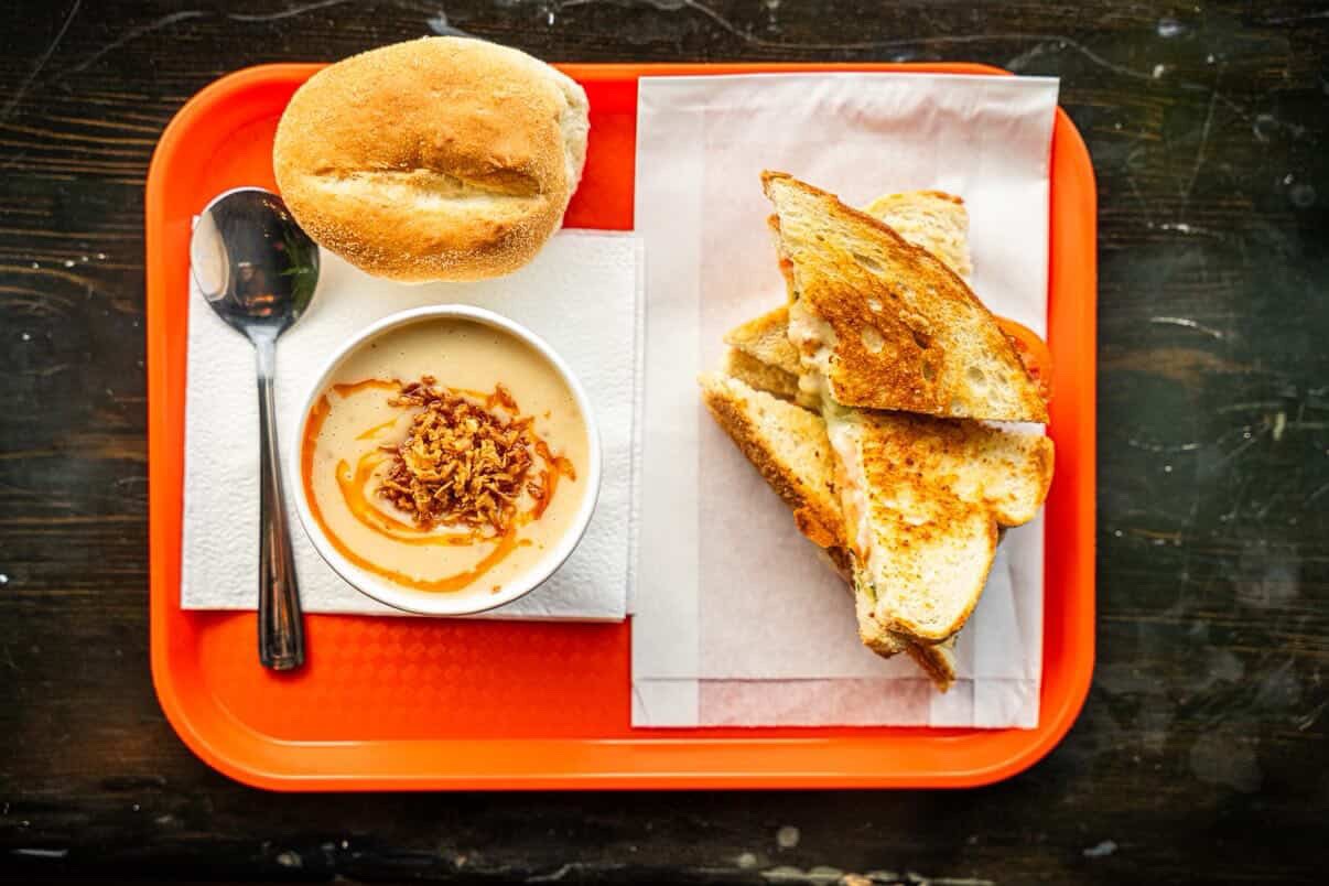 the burnt tongue soup and sandwich