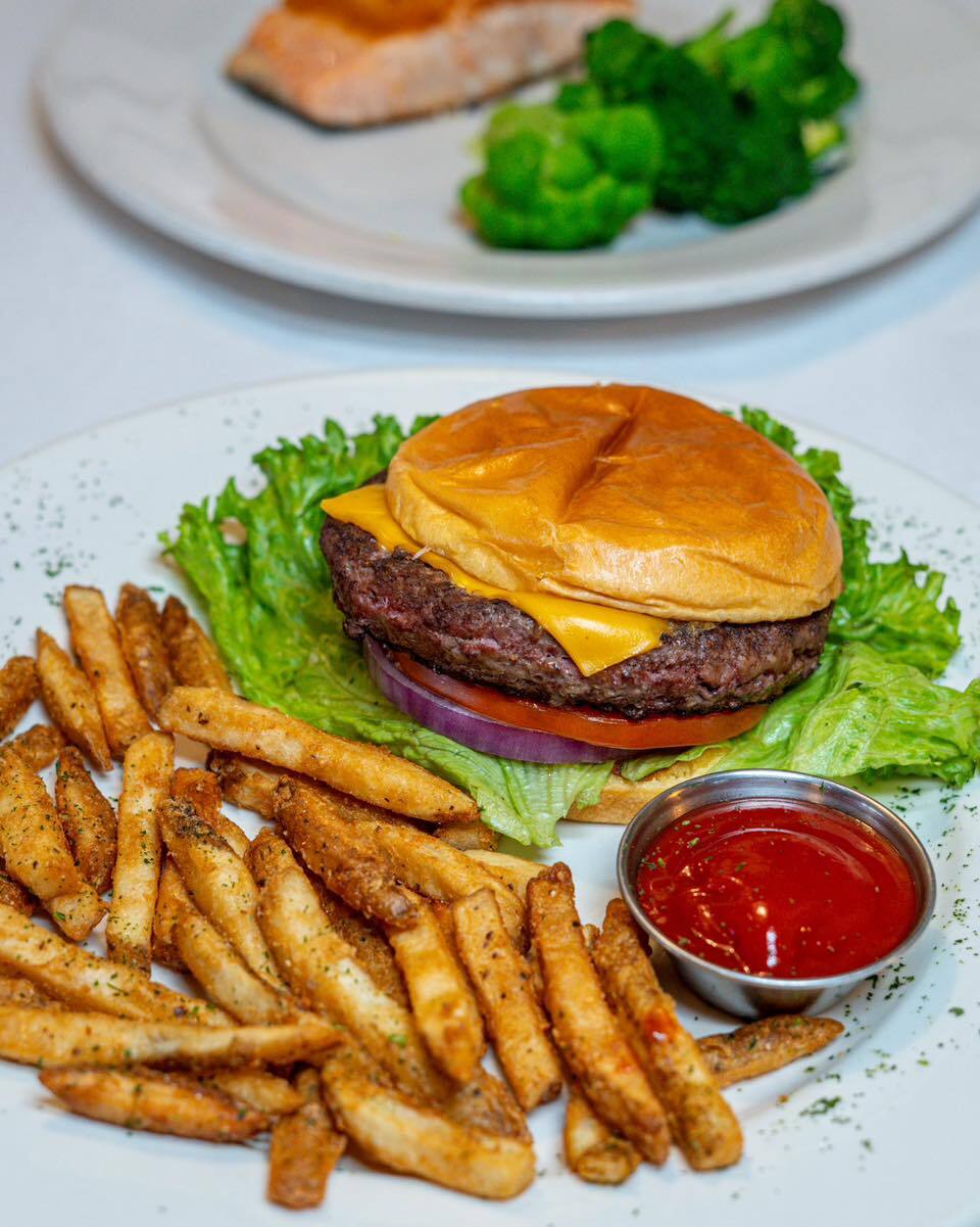 Steak Burger with fries