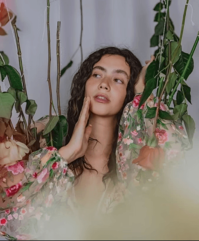 High school senior taking creative portrait photography