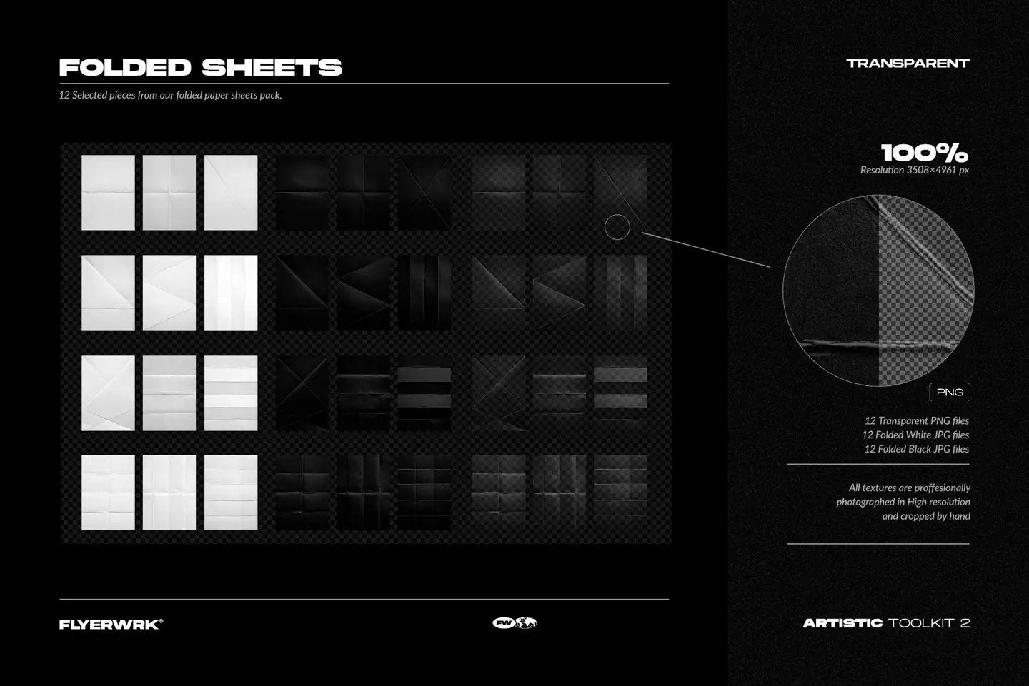 Artistic Toolkit 2 folded paper sheet textures with realistic creases