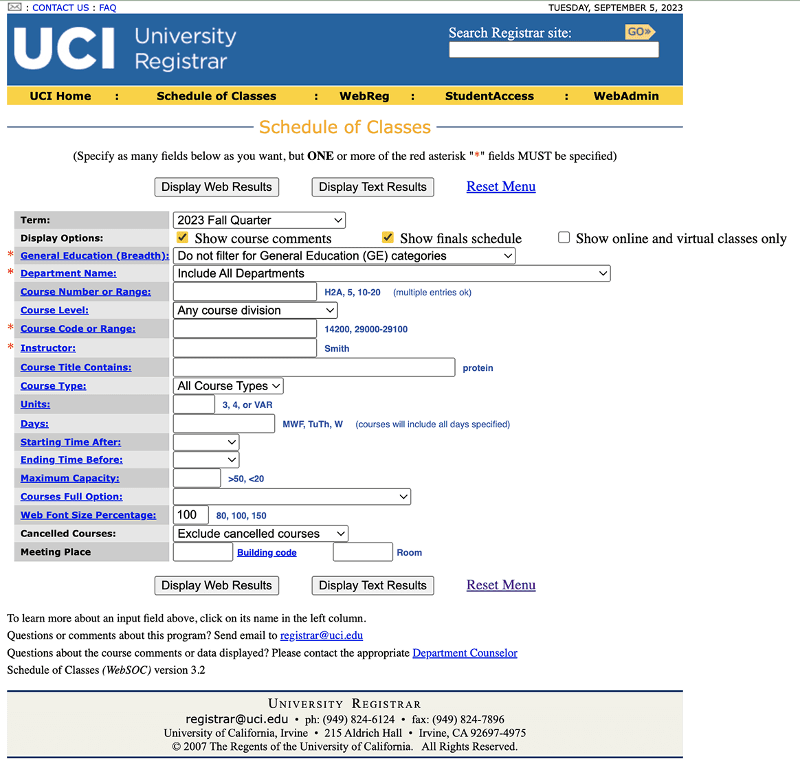 UCI webreg filters before