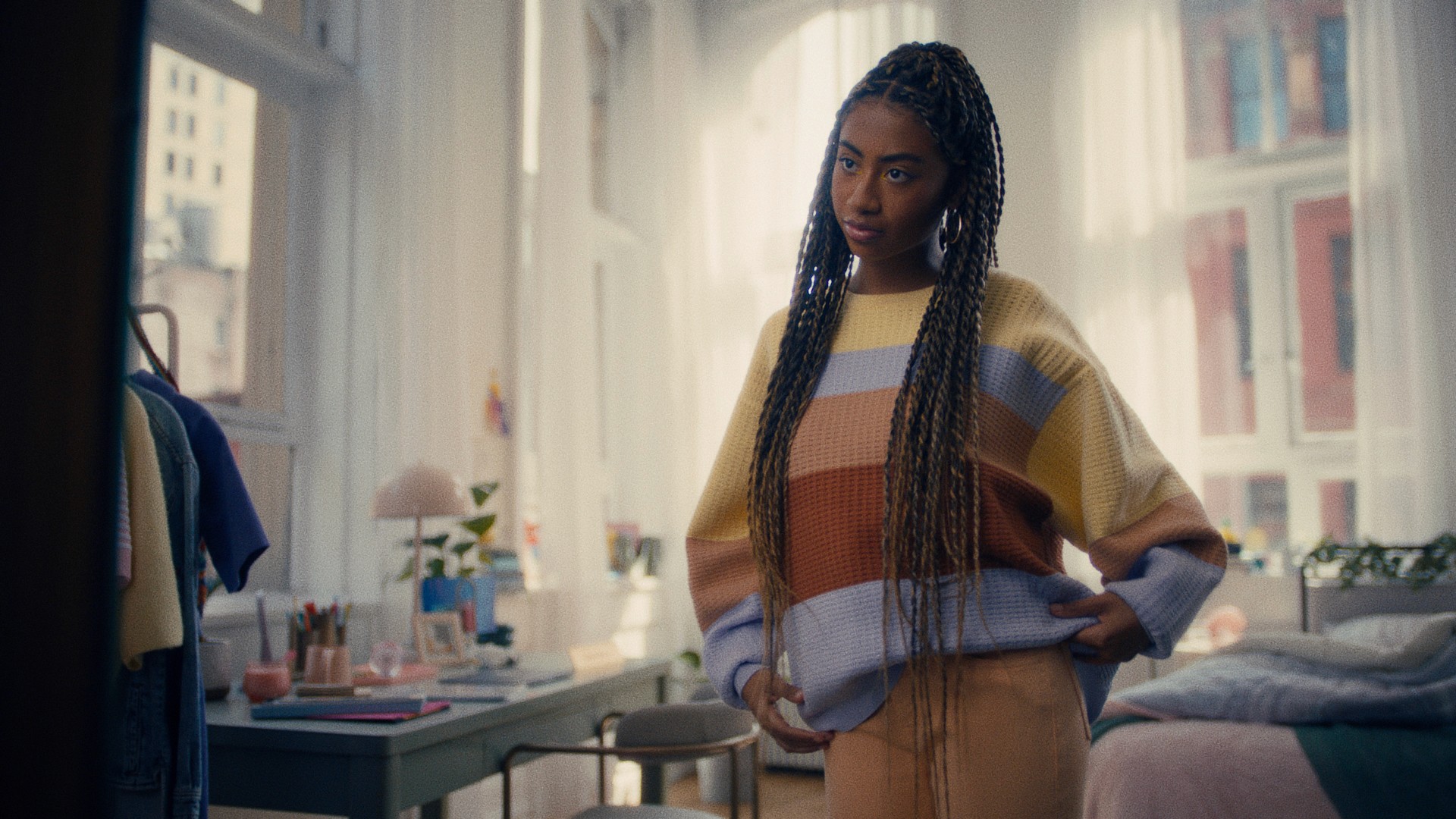 Activist Alexis Williams poses in her colorful outfit