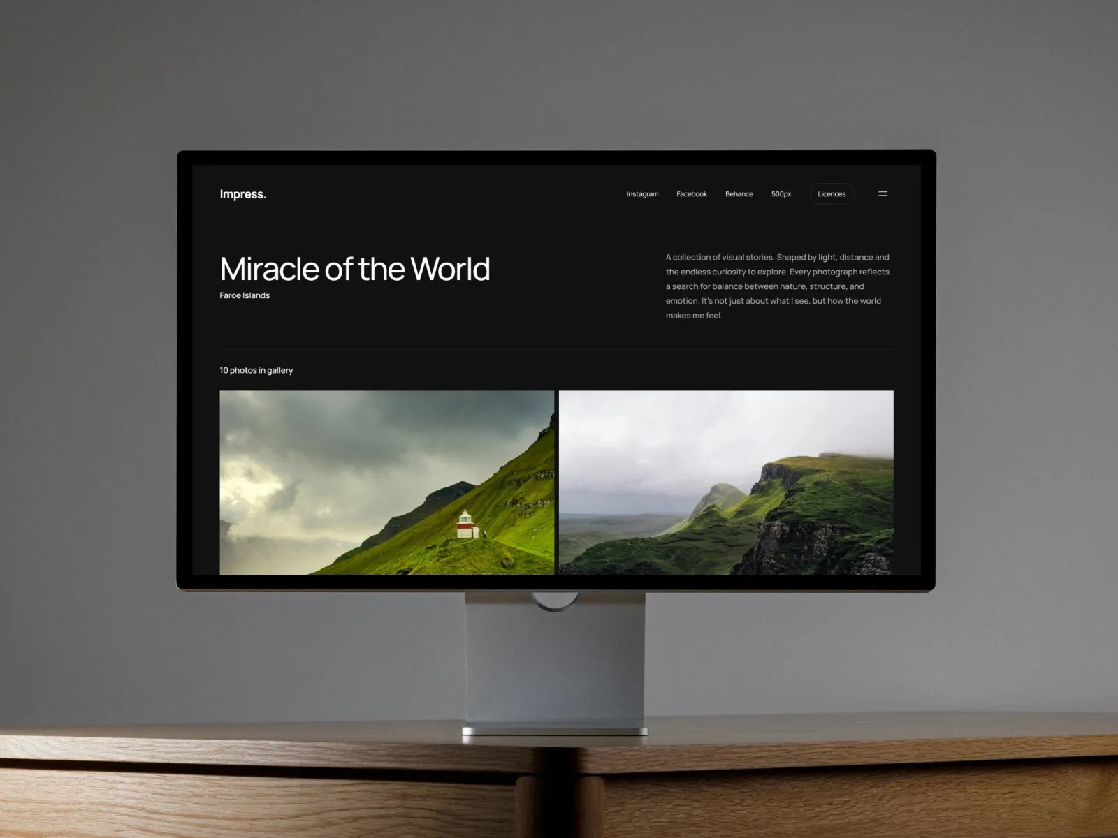 Computer screen displaying a landscape webpage titled "Miracle of the World".