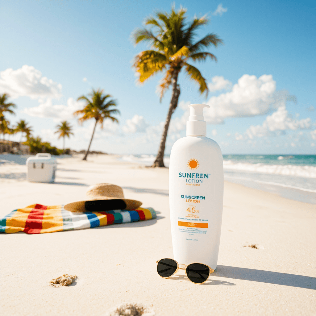 product photography of sunscreen lotion