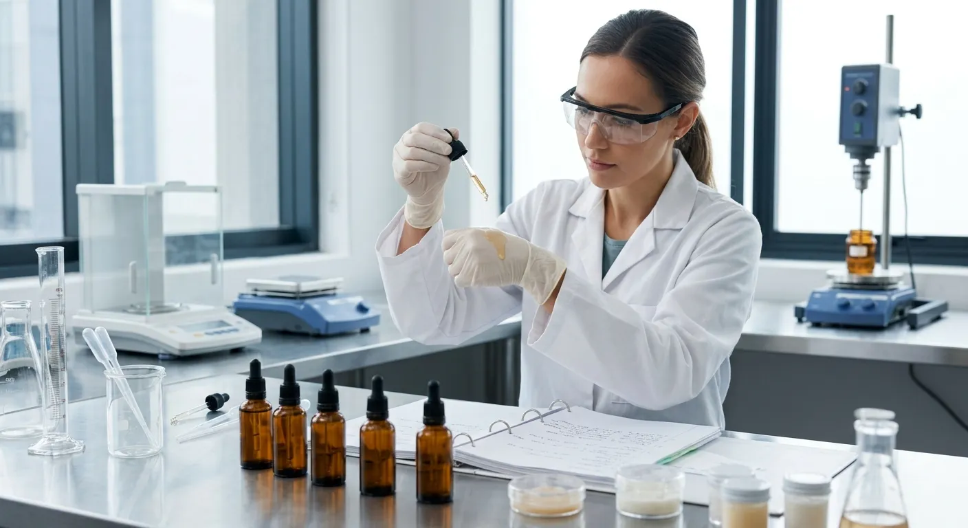 Cosmetic laboratory sample evaluation during PDRN serum formulation development