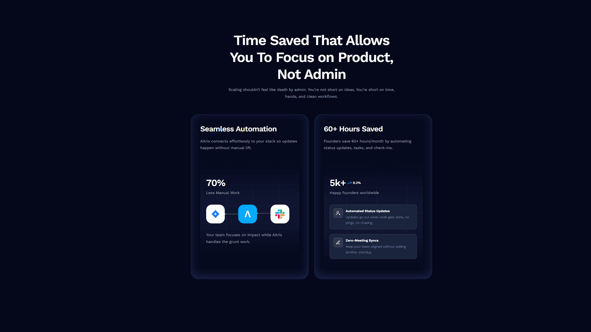 The feature section of Altris AI's website.