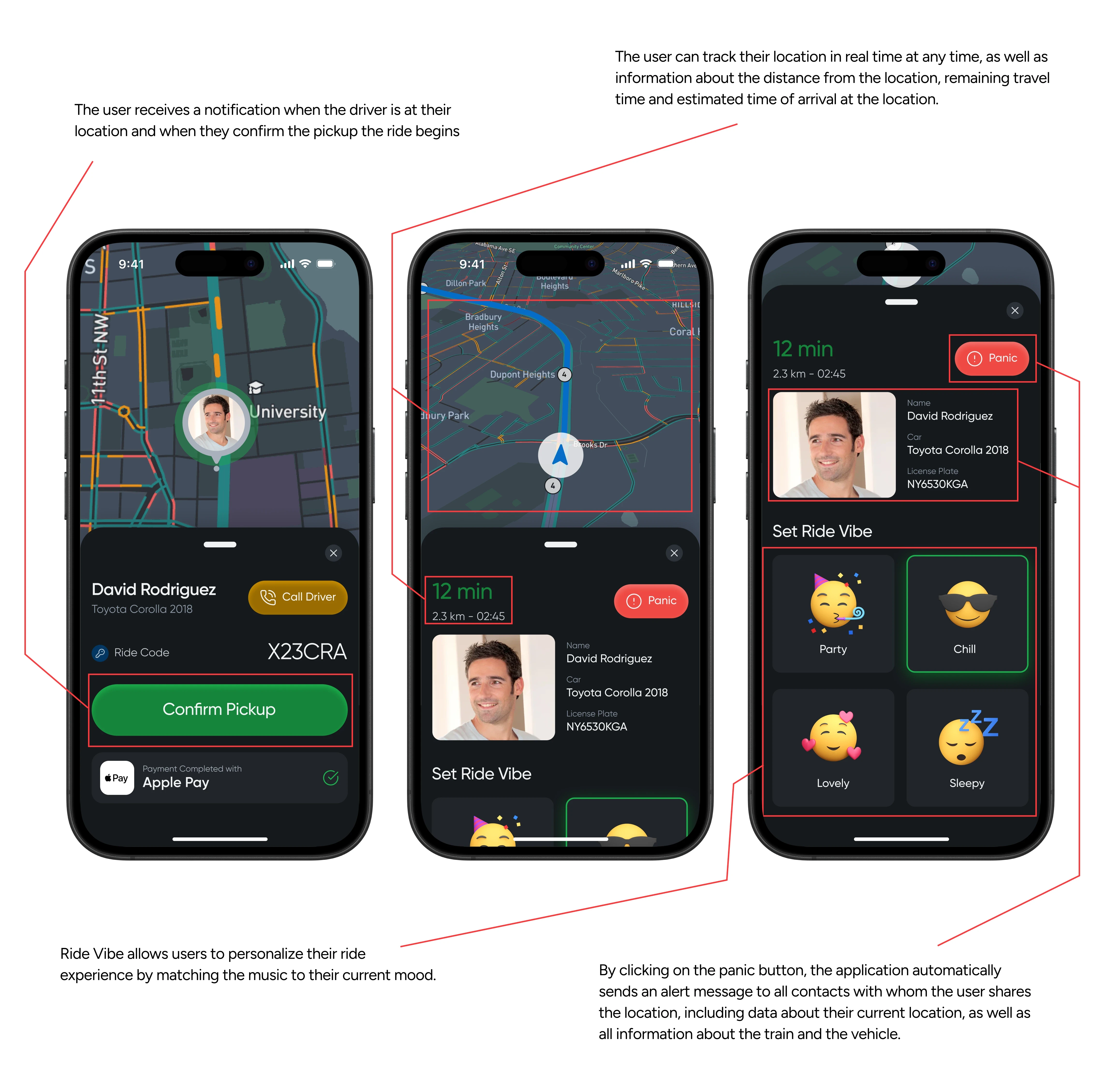 Tracking ride location in real time and seting ride vibe