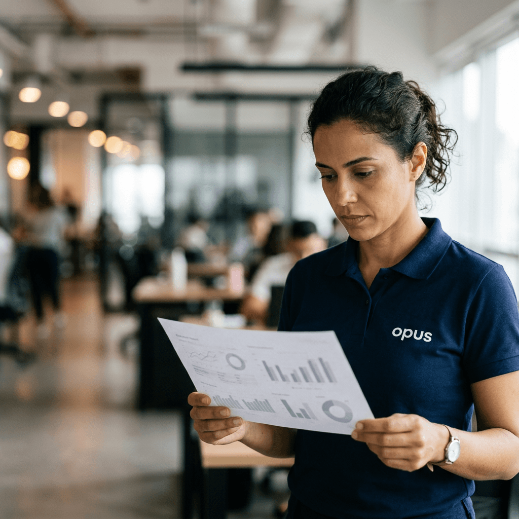 Responsável pela gestão de equipe terceirizada olhando KPIs