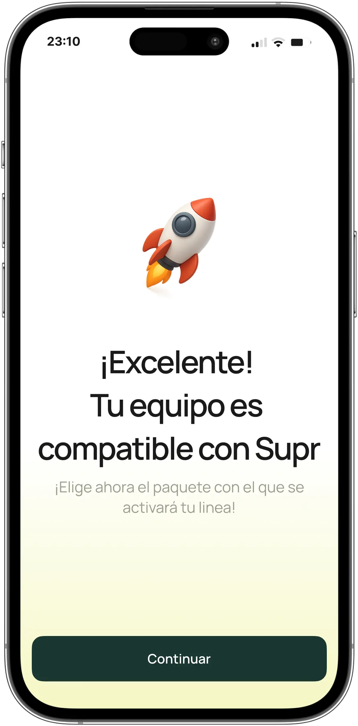 mockup mostrando la pantalla de Compatbilidad de la app