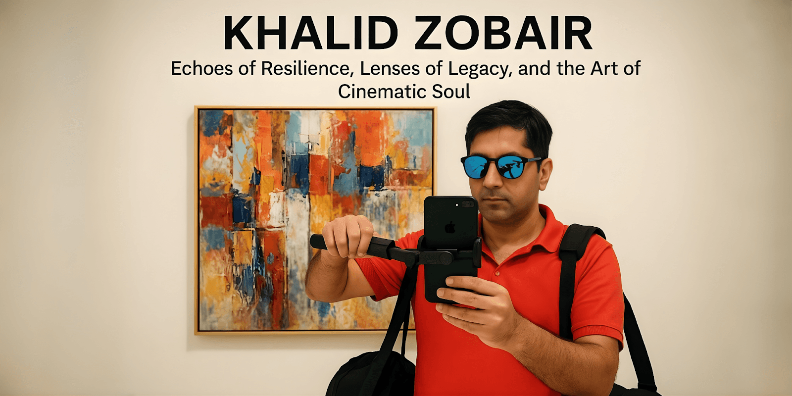 A man poses for a selfie with his phone, reflecting a moment of self-connection and artistic inspiration in his surroundings.