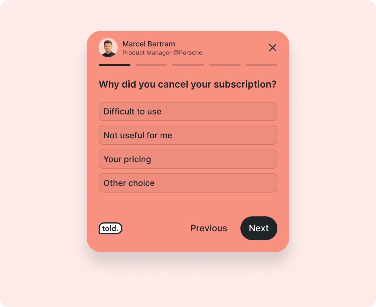Cancellation survey.