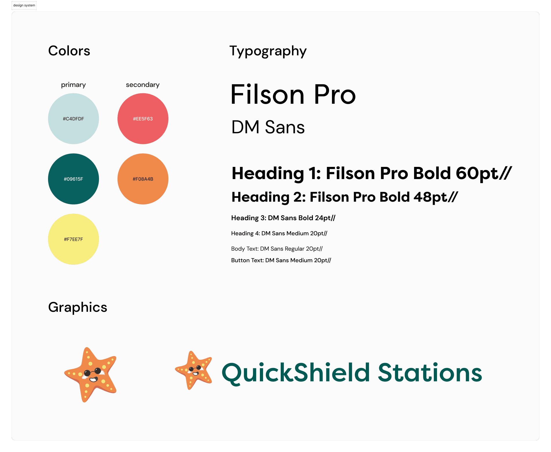 The final branding guide for QuickShield's website.