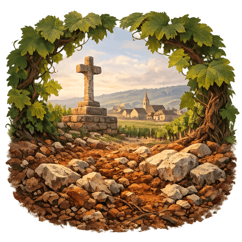 Detailed graphic of the Vosne-Romanée wine region.