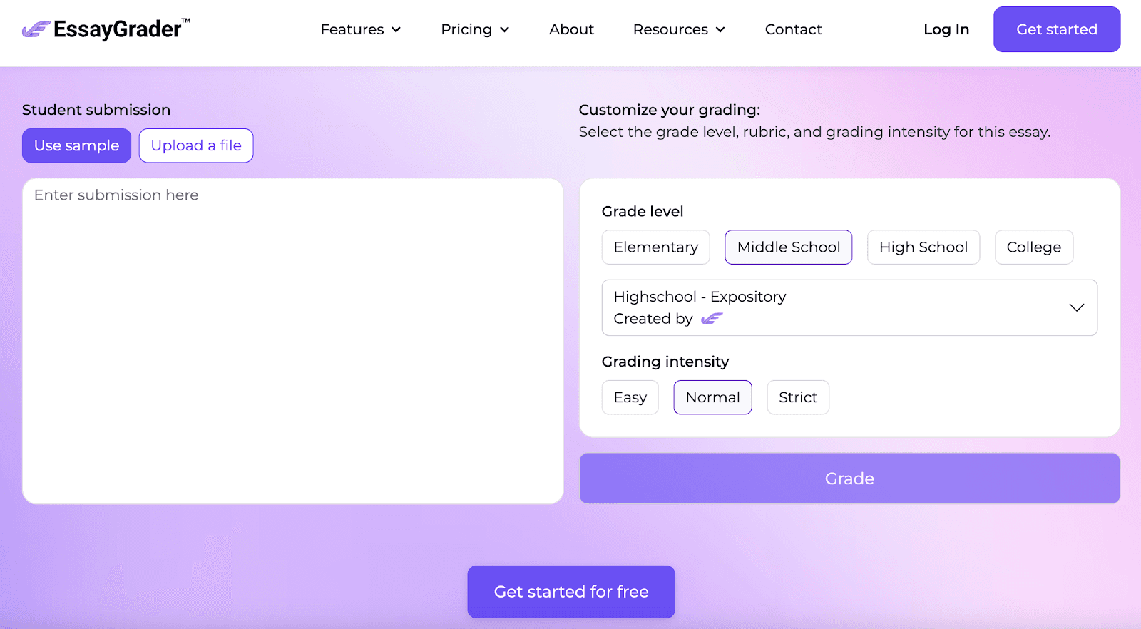 EssayGrader website landing page