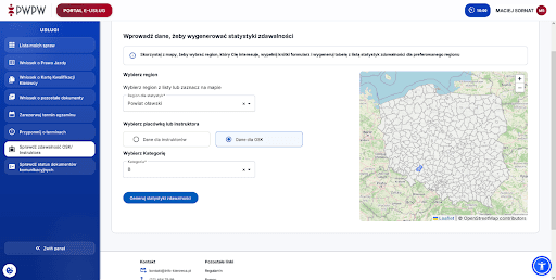 Ustawienia statystyk OSK dla powiatu oławskiego