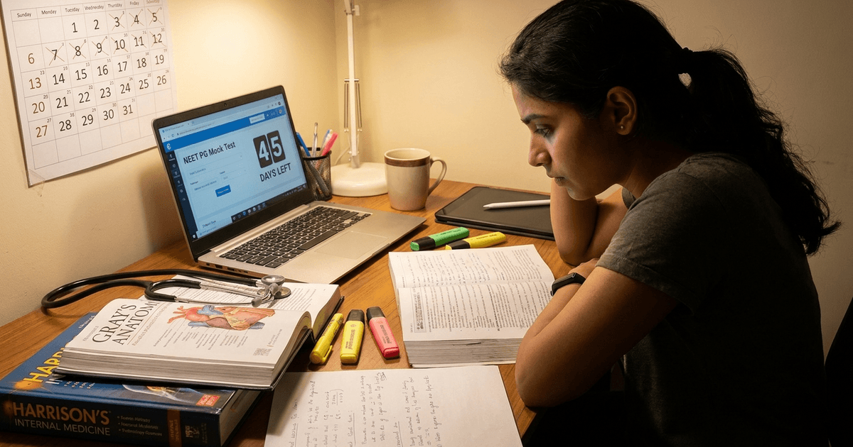 Cover: NEET PG Last 45 Days Revision Strategy: Mock Tests, PYQs and High-Yield Topics