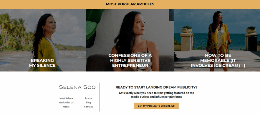 selena soo personal website footer