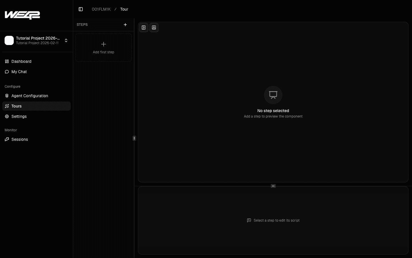 Open Tours section in dashboard