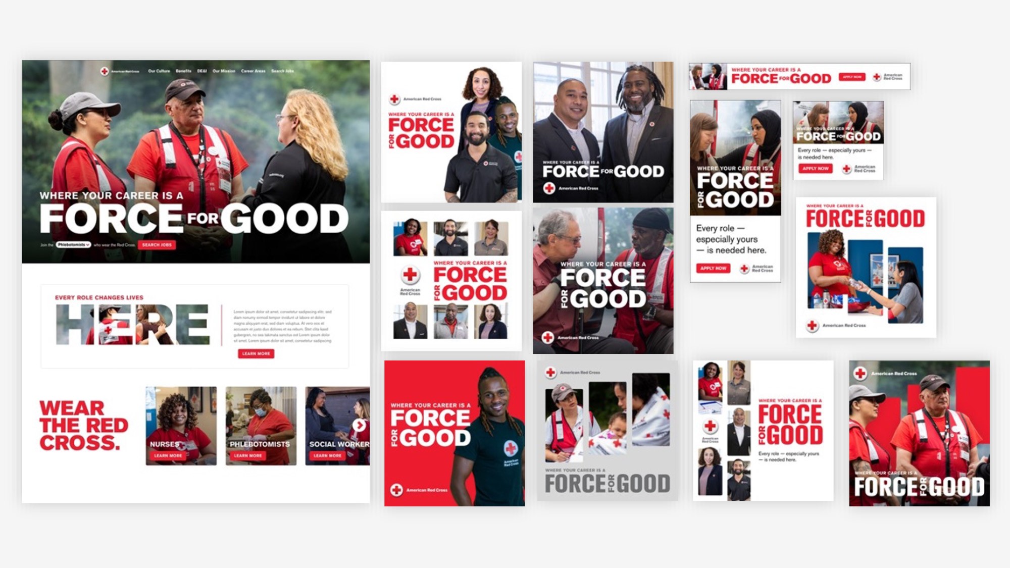 Collage of American Red Cross creative collateral
