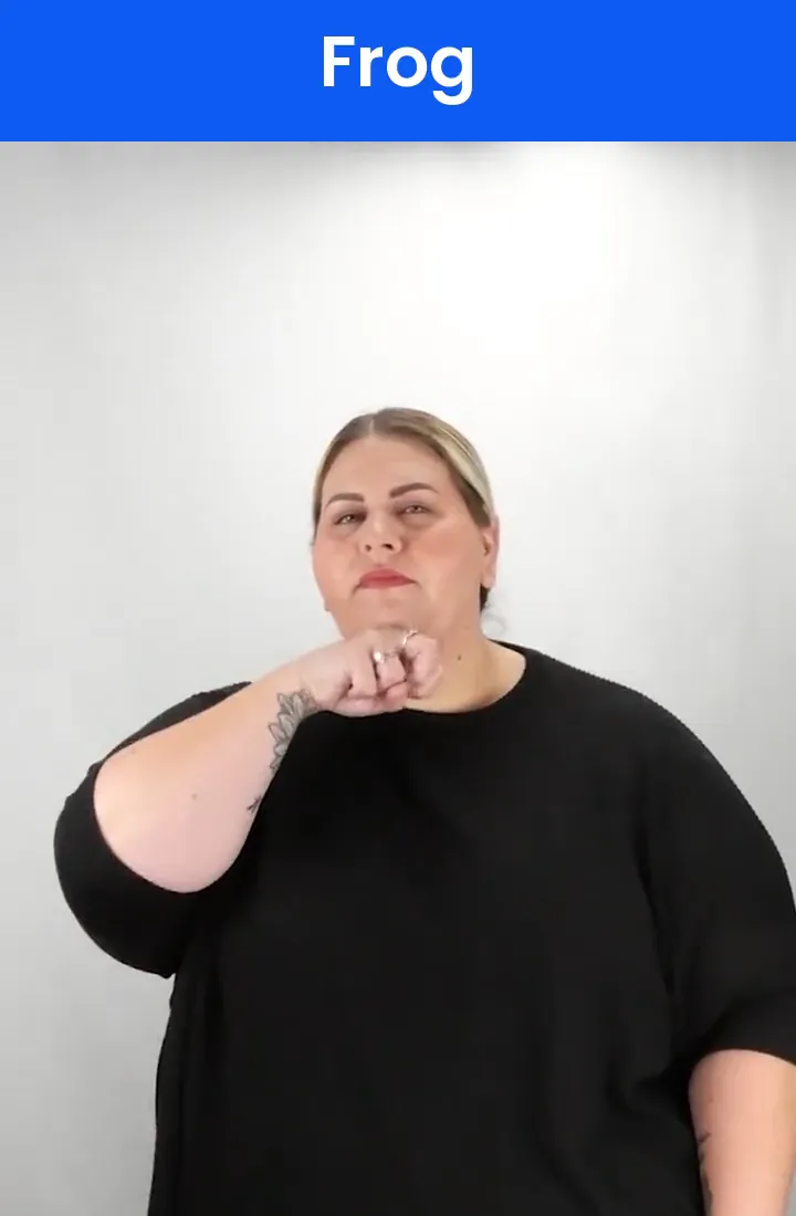 A Deaf signer signs FROG in ASL