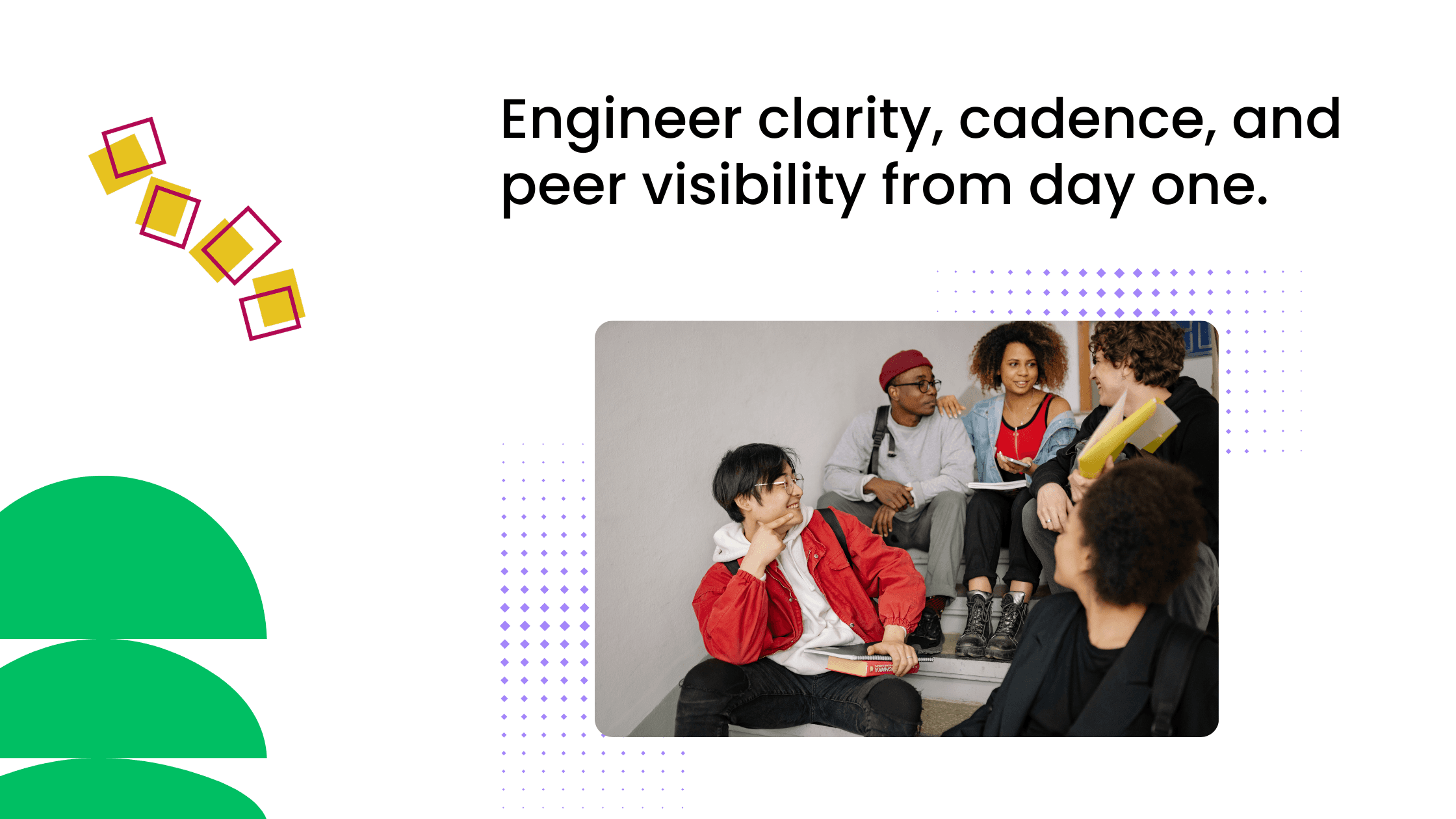 Group discussion session - clear cadence and peer visibility drive accountability from day one in coaching programs.