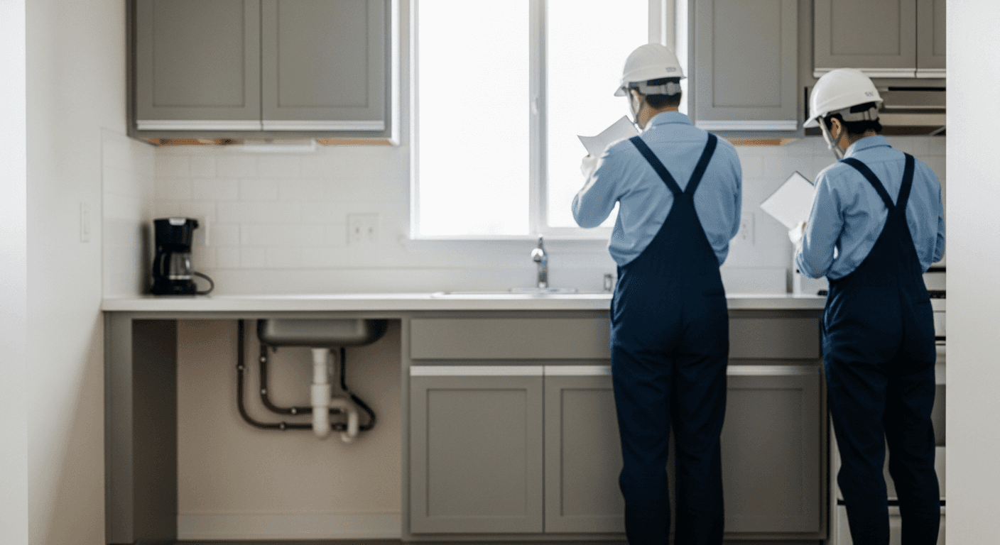 Technician in full protective gear performing insecticide spray treatment inside a facility