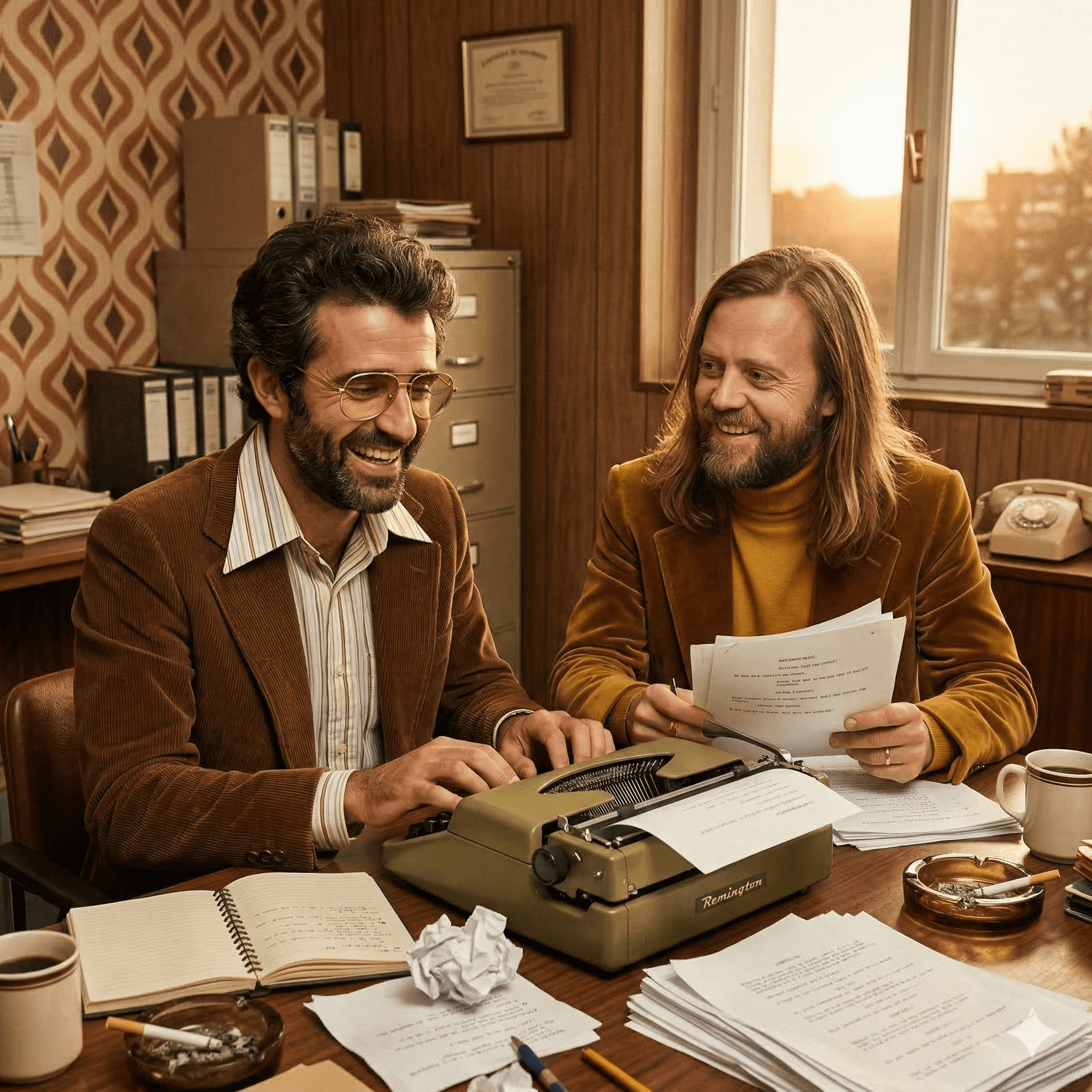 Les fondateurs de la Jeance en train d'écrire un scénario