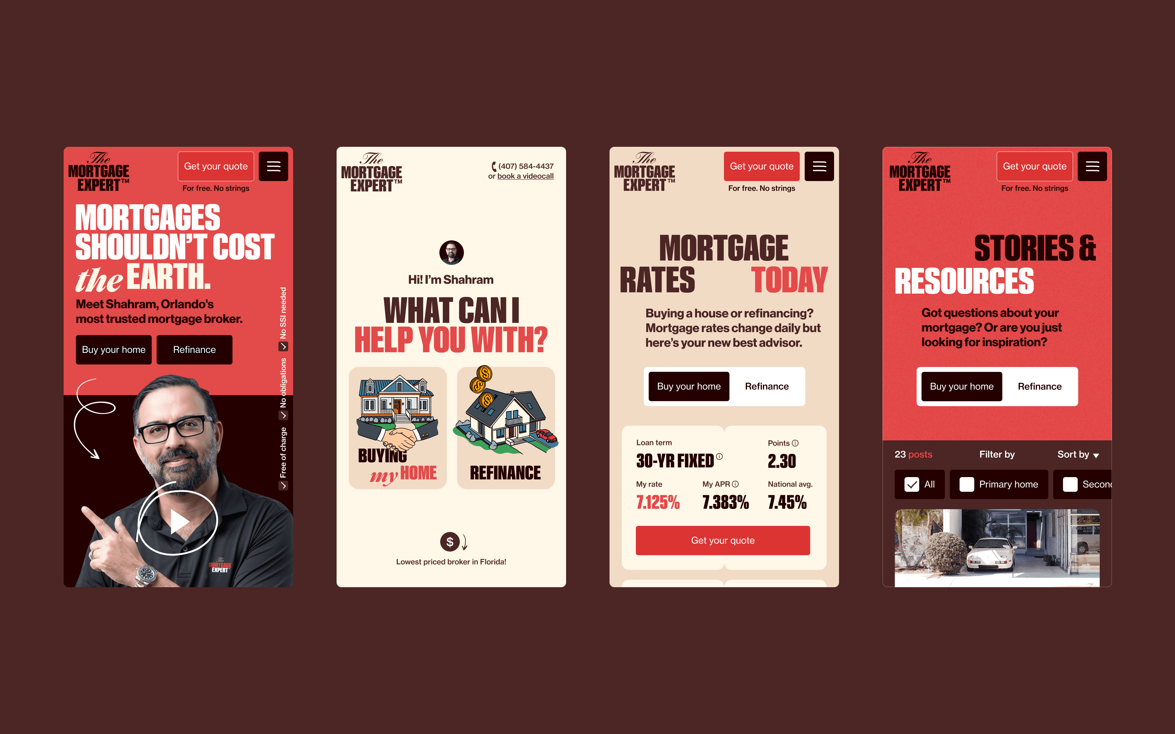 The Mortgage Expert photo direction mobile screens.