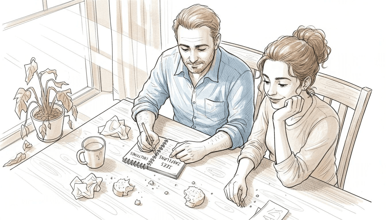 Una pareja que cada día apunta sus pequeños logros en casa para celebrar juntos sus avances.