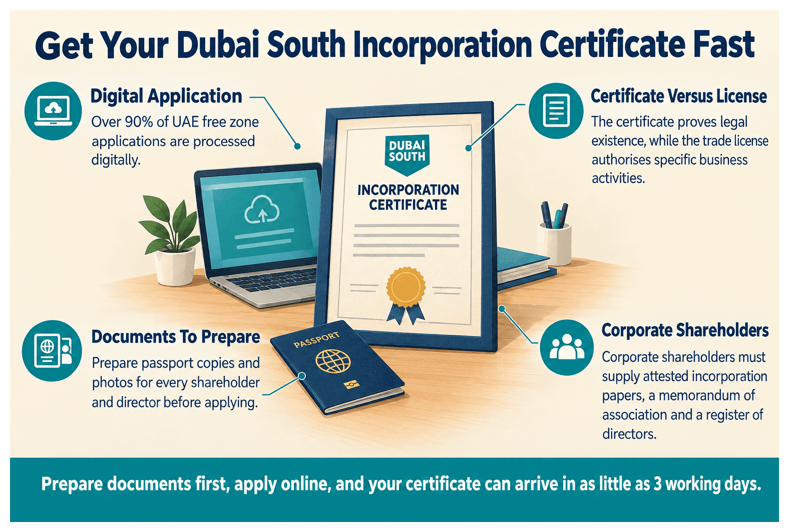 Infographic: How to Get a Certificate of Incorporation From Dubai South