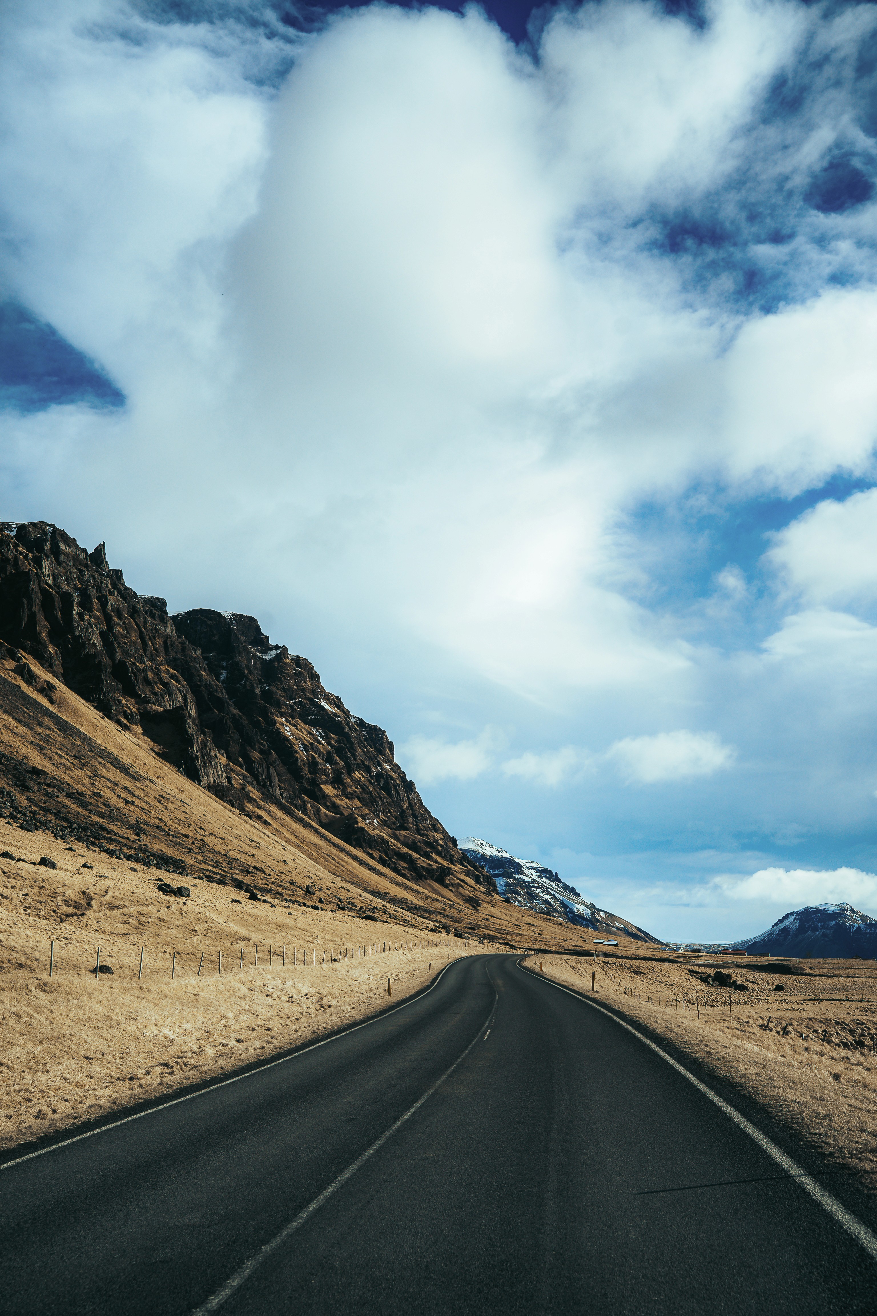 Empty Icelandic road at golden hour
