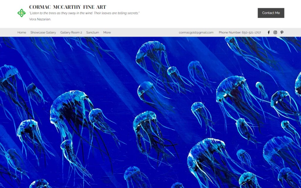 A website screenshot of a home page showing illustrated jellyfish.