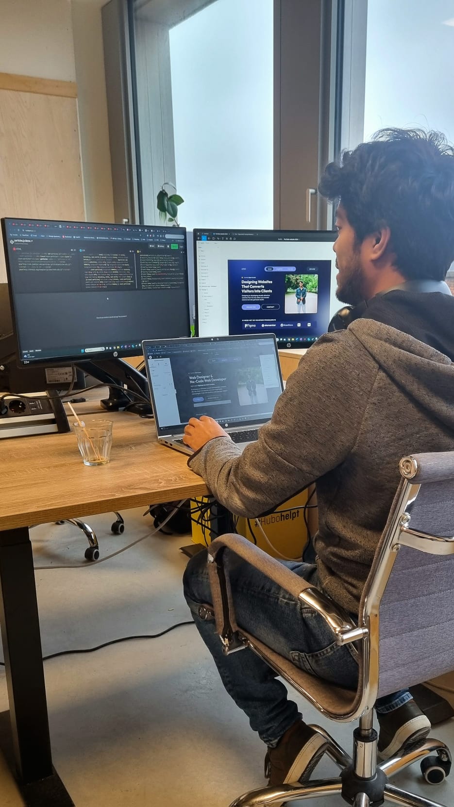 Portrait of portfolio creator – back view