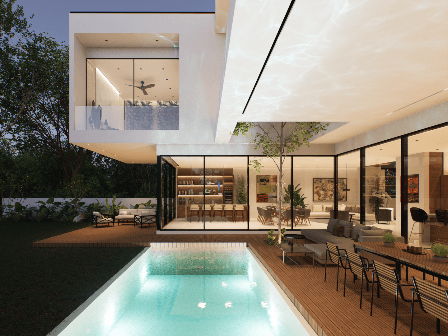 cozy modern pool area in merida